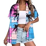 Festival Outfit Damen Top Damen Shirts & Blusen Bauchfreies Oberteil Damen Tshirt Damen Sommer Locker Sportkleidung Mädchen Strand Tunika 80Er Jahre Outfit Damen Bluse Damen Blau M