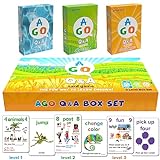 AGO Q&A Kartenspiel Set zum Englisch Lernen | Spiel und Spaß für Kinder und Erwachsene beim Lernen | 3 Kartenspiele in Magnetischer Box