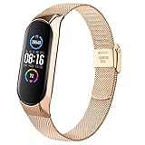 AK Armband Kompatibel mit Xiaomi Mi Band 6 Armband/Xiaomi Mi Band 5 Armband, Verstellbare Edelstahl Metall Ersatzarmband für Xiaomi Mi Band 5/Mi Band 6