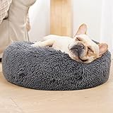 Anti-Angst-beruhigendes Hundebett für kleine Hunde, flauschiges, rundes Donut-Kuschelbett für kleine Hunde, waschbar, weiches, gemütliches Plüsch-Katzenbett für unter 11,3 kg H