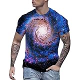 Galaxy Shirt Herren 3D Drucken T-Shirts Kurzarm Galaxie Universum Stern Weltraum Grafik Galaxy Tshirt Mode Karneval Kostüme Sternenhimmel Sommer Shirts Rundhals Ob