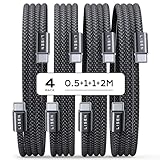 LISEN 60W USB C Kabel, [4er Pack, 0,5M 1M 1M 2M] USB C auf USB C Kabel Set, PD 3.0 Schnellladekabel USB C für iPhone 17 Pro Max Zubehör,iPhone 16 15,Switch,Samsung Galaxy S25,Pixel,MacBook,iPad,X