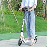 Tretroller Faltbar Cityroller Scooter Doppelfederung, Klappbar & Höhenverstellbar für Erwachsene Kinder bis 100kg （Nicht-elektrisch） Weiß