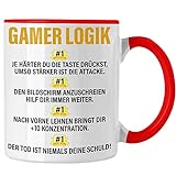 Trendation - Gamer Tasse Geschenk Jungs Jungen Zocker Mitbringsel Männer Tassen Zocken Gaming Geschenkideen PC Kinder Zubehör Spruch Lustig (Rot)