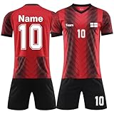 Generisch Personalisiertes Fußball Trikots Set 25/24 Hause/Auswärts Fußballtrikot Strips Fussball Trainingsanzug Sportshirt Junge Football Training Tshirts und Shorts Anzug mit Name N