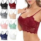 Generisch Damen ohne Bügel Push up Nahtloser BH Sexy Bustier Blumen Spitze Damen-BHS Ultrakomfortable Tshirt BH Baumwolle Crop Top Sport BH für Alltag Yoga Fitness Angebote Rot M-L