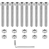 10 STK M10 Zylinderschrauben Muttern Set, Zylinderkopfschrauben mit Innensechskant Schrauben mit Muttern, M10 Vollgewinde Edelstahl Schrauben, Metrische Schrauben Set, Gewindeschrauben Set (M10x100mm)