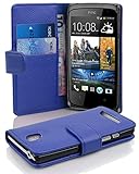 Cadorabo Hülle für HTC Desire 500 Hülle in KÖNIGS blau Handyhülle mit Kartenfach aus Struktriertem Kunstleder Case Cover Schutzhülle Etui Tasche Book Klapp Style Königs-B