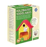 Pebaro 466 Holzbauset Bastelset Vogelhaus inkl. 9 unbehandelten Birkenholzplatten, Löcher vorgebohrt, Hammer und Nägeln, Geschenkidee für Hobby, kleine Handwerker und Kinder, Basteln mit H