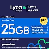 Lyca Mobile International Plus M Prepaid SIM Karte ohne Vertrag inkl. 25 GB D
