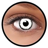 Farbige Kontaktlinsen weiß Vampir MIT STÄRKE | Ideal für Halloween, Karneval, Fasching oder Fastnacht | Inklusive Tattoo von FXEYEZ | In verschiedenen Stärken als 2er Pack