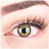 Glamlens Farbige Grüne Kontaktlinsen Mirel Green Stark Deckende Natürliche Silikon Comfort Linsen - 1 Paar (2 Stück) Ohne Stärke 0.00 Diop