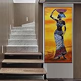 HIPWST Abstrakte afrikanische Frauen Porträt Leinwand Gemälde An Der Wand Poster Druck Moderne Kunst Bild Wohnzimmer Hotel Dekor 30x60cm R