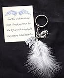 Schlüsselanhänger mit betendem Engel und weißer Feder, ideal zur Geburt eines Baby