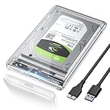 POSUGEAR Festplattengehäuse 2,5 Zoll, USB 3.0 Externes Festplatten Gehäuse für 7mm/9.5mm 2.5 Zoll SATA SSD HDD mit UASP unterstützt, Externe SSD Gehäuse mit USB 3.0 Kabel Werkzeugfreie Montage-Klar…