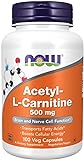 Now Supplements, Acetyl-L-Carnitin, 500mg, 100 vegane Kapseln, Lab-getestet, Aminosäure, glutenfrei, SOJA-frei, vegetarisch…