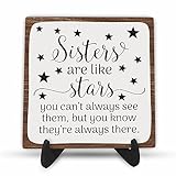 Lustiges Holzschild – Schwestern sind wie Sterne – positives inspirierendes Zitat Holzschild mit Unterstützung, Geschenk für Schwestern, Besties, Freunde, Zuhause, Haus, Regal, Schreibtischdek
