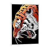 artboxONE Poster mit weißem Rahmen 18x13 cm Tiere Tiger Tattoo - Bild Tiger Attack C