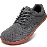 JUEQIBAA Barfußschuhe Herren Barfussschuhe Extra Breite Schuhe Trailrunning Schuhe Männer Atmungsaktiv Walkingschuhe Winter Sneaker Grau EU 43