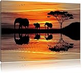 Afrika Elefant in Sonnenschein schwarz/weiß Format: 100x70 auf Leinwand, XXL riesige Bilder fertig gerahmt mit Keilrahmen, Kunstdruck auf Wandbild mit Rahmen, günstiger als Gemälde oder Ölbild, kein Poster oder Plak