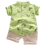 2024 - Baby Töpfe + Hosen Dinosaurier-T-Shirt Outings Kleinkinder-Comic-Set Kinder Jungen Jungen Outfits & Set Kostüm Junge 2 Jahre (Green, 12-18 Months)