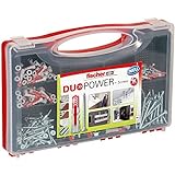 fischer Red-Box DuoPower + Schrauben, Sortimentbox, 280-teilig mit Schrauben & DuoPower Dübeln in verschiedenen Größen, vorsortiertes Set für zahlreiche Baustoffe und Befestigung