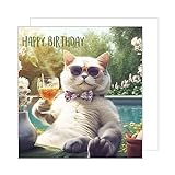 Edition Seidel Premium quadratische Geburtstagskarte mit Umschlag. Glückwunschkarte Happy Birthday Billet Karte Mann Frau Coole Katze Humor Lustig Party (GQ119)