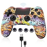 Wireless Controller für PS4 Kompatibel mit PS4/Pro/Slim/PC Kabellose Gamepad mit Dual Vibration/Zurück Taste/6-Achsen Gyro Sensor/Touchpanel/3,5-mm-Audiobuchse/Turbo Macro F
