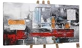 YS-Art Acrylbilder auf Leinwand Handgemalt Abstraktion | Gemälde Abstrakt Wohndecor | Gemälde modern | Acrylbild Schlafzimmer Office| Wandbild Kunstbild mit R