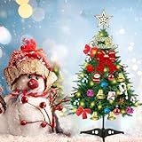 Weihnachtsbaum Künstlich, 60cm Tisch-Weihnachtsbaum, Weihnachts Baum mit LED Lichterketten,Christbaum, Künstliche Mini Christmas Pine Tree mit LED-Lichterketten & Ornamenten,für Weihnachtsdeko Party