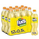 Fanta Lemon - fruchtig-spritzige Limonade mit Zitronen-Geschmack - erfrischender Softdrink in Einweg Flaschen (12 x 500 ml)