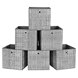 SONGMICS Faltbare Aufbewahrungsboxen 6er Set Würfel Körbe Boxen Boxen aus Vliesstoff 30x30x30cm für Spielzeug Kleidung Grau Meliert RFB02LG-3