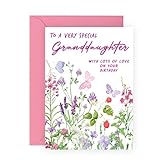 Central 23 Hübsche Grußkarte für Frauen – To A Very Special Granddaughter – Blumen-Geburtstagskarte für Frauen – Geschenk für Enkelin von Oma & Opa – kommt mit Aufkleb