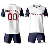 England-Fußball-Kits, klassisches Weiß / Blau – bestes Trikotgeschenk für Kinder, Jungen, Mädchen, personalisierbar mit Ihrem Namen und Nummer, Fußballtrikot und Shorts, weiß / blau, 110