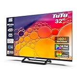 TuTu 32 Zoll TV Fernseher (80cm) LED HD Ready Dolby Audio Triple Tuner (DVB-T/T2-C-S/S2) HDMI USB-Media Player CI/CI+ Hotelmodus Randlos Mittelbasis(2024)