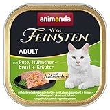 Animonda Vom Feinsten Adult Katzenfutter, Nassfutter für ausgewachsene Katzen, Schlemmerkern mit Pute, Hühnchenbrust + Kräutern, 32 x 100 g