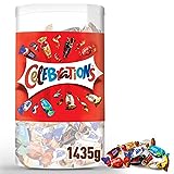 Celebrations, Mini-Schokoriegel, Vollmilchschokoladen-Geschenkbox, Pralinenmischung mit Twix, Bounty, Snickers & mehr, Süßigkeiten Großpackung mit Milchschokolade, Weihnachtspralinen, 150 Rieg