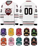 Xiuyours Hockey Trikot Personalisiert Trikot mit Namen Logo Nummer Eishockey Jersey Sporthemden Personalisierte Schnelltrocknend Atmungsaktiv für Herren Dammen Teenager, S-3XL, S7