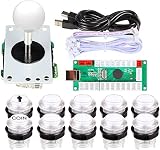 EG STARTS 1 Spieler USB LED Encoder zu PC-Spiele 8-Wege-Stick-Controller + 10x LED beleuchtet Tasten für Arcade Joystick DIY Kits Teile Mame Raspberry Pi 2 3 Spiele Weiß