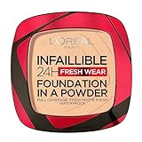 L'Oréal Paris Wasserfestes Puder Make-up mit hoher Deckkraft, Deckendes Kompaktpuder mit mattem Finish und 24h Halt, Infaillible Fresh Wear Foundation Powder, Nr. 40 Cashmere, 1 x 9g