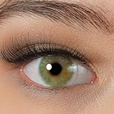 Kontaktlinsen farbig grün ohne Stärke | Stark deckend | Natürlich | 2 Stück weiche Jahreslinsen + Behälter, Pinzette, Einsetzhilfe von Charmiga | Aruba Green 0.00 Diop
