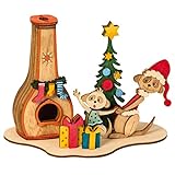 Drechslerei Kuhnert - Hobaku Bastelset - Weihnachtliche Erdmännchen - Motiv: Rauchhaus - Dekoration aus Holz zum Zusammenbauen - Maße: ca. 17x10x13 cm - Made in Germany