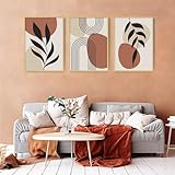 Poster Vintage Abstrakt Kunst Wandbilder Set,Stilvolle Matisse Kunstdruck Leinwandbild,Bilder für Wohnzimmer Schlafzimmer,ohne Rahmen. (Hellbraun,20x30cm*3)