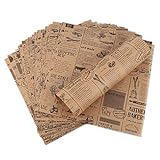 Hejo 100 Blätter Deli Papierblätter, Pommes Papier für Korb, Umweltfreundliches Backpapier, Burger Papier, Wrap Papier für Burger, Butterbrot, Käse, Pommes (25x25cm)
