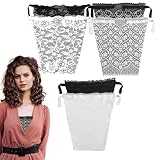 SSKHE 6 Stück Clip-On-BH-Einsätze, BHS mit Spitzeneinsätzen, Damen Clip-on Mock Camisole BH Einsatz, Spitzenträger-Druckknöpfen, Spitzeneinsatz für niedrig geschnittenes Kleid (Weiß & Schwarz)