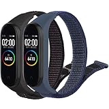 AK 2 Stück Armband Kompatibel mit Xiaomi Mi Band 4 Armband/Mi Band 3 Armband, Nylon Sport Ersatzarmband für Xiaomi Mi Band 4/Mi Band 3 (Schwarz+Dunkelblau)