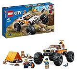 LEGO 60387 City Offroad Abenteuer, Camping Monster Truck Spielzeug Mit Funktionierender Federung, Fahrzeug Für Kinder Ab 6 J