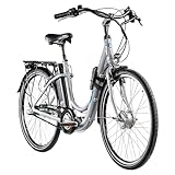 ZÜNDAPP E Bike Elektrofahrrad 26 Zoll | E-Bike mit Rücktrittbremse | Fahrrad City Ebike 3-Gang Nabenschaltung | Elektrofahrrad für Erwachsene | Green 2.7 (grau mit Faltschloss, 46 cm)