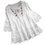 Damen Y2K Crop Top - Blusenkleid Leinen Elegant Slim Fit Oberteile Damen T-Shirt Basic Kurzarm Kurzarm Obst Muster Baumwolle Casual Damen Top 3/4-Ärmeln Leinenbluse D