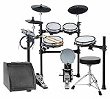 XDrum DD-530 E-Drum Set mit Mesh Heads - Elektronisches Schlagzeug mit 3 Becken Pads 4 Mesh Head Pads, 1 Kick Pad und Rack - 45 Drumkits mit 455 Sounds - Inkl. Hocker, Drum-Monitor, Kabel und S